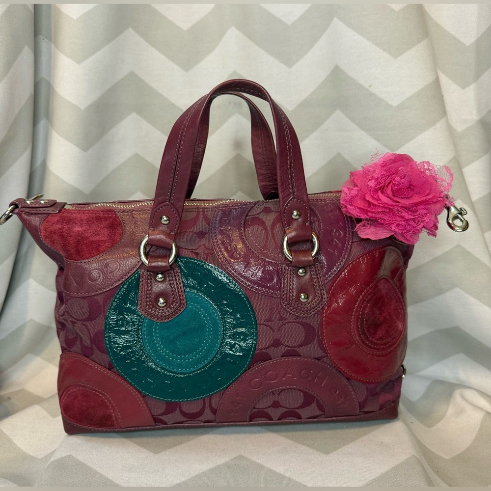 Coach Circle Patchwork Ashley Bag in Berry